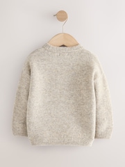 Neutral/Grey Reindeer Knitted Christmas Jumper (3mths-7yrs) - Image 6 of 8