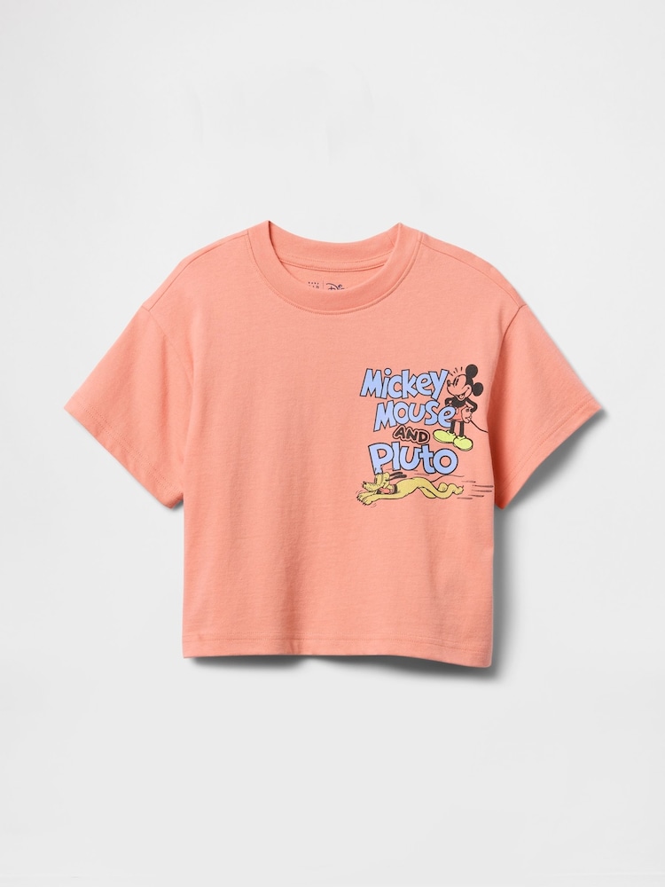 Gap Orange Mickey Mouse & Pluto Disney Short Sleeve Graphic T-Shirt (6mths-5yrs) - Image 1 of 2