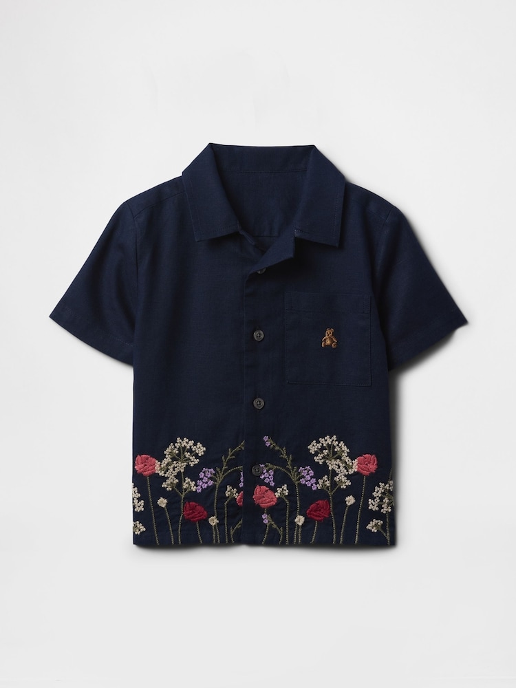 Gap Navy Blue Linen-Cotton Cabana Shirt (6mths-5yrs) - Image 2 of 4