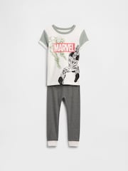 Gap White Marvel Pyjama T-Shirt and Bottoms Set (6mths-5yrs) - Image 1 of 3