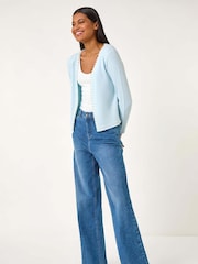 Roman Blue Faux Pearl Trim Cardigan - Image 2 of 5