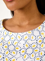 Roman Yellow Abstract Print 100% Cotton Jersey Top - Image 5 of 5