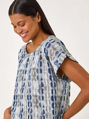Roman Grey 100% Cotton All Over Circle Print Top - Image 3 of 5