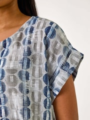Roman Grey 100% Cotton All Over Circle Print Top - Image 5 of 5