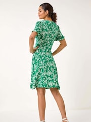 Roman Green Ditsy Floral Side Button Dress - Image 3 of 5