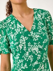 Roman Green Ditsy Floral Side Button Dress - Image 5 of 5