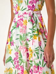 Roman White Floral Print Cowl Neck Dress - Image 5 of 5