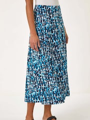 Roman Blue Geo Print A-Line Stretch Skirt - Image 2 of 5