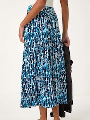 Roman Blue Geo Print A-Line Stretch Skirt - Image 3 of 5