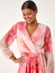 Roman Orange Ruffle Shimmer Midi Dress - Image 4 of 5
