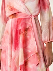 Roman Orange Ruffle Shimmer Midi Dress - Image 5 of 5