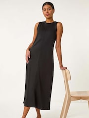 Roman Black Sandwash Stretch Midi Dress - Image 1 of 5