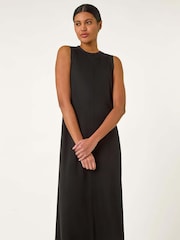Roman Black Sandwash Stretch Midi Dress - Image 2 of 5