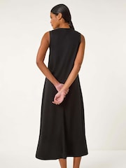 Roman Black Sandwash Stretch Midi Dress - Image 3 of 5