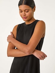 Roman Black Sandwash Stretch Midi Dress - Image 4 of 5