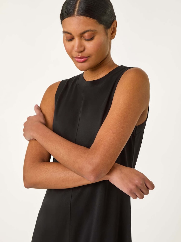 Roman Black Sandwash Stretch Midi Dress - Image 4 of 5