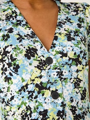 Roman Blue Floral Print Button Through Stretch Dress - Image 5 of 5