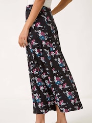 Roman Black Diagonal Ditsy Floral Print Skirt - Image 3 of 5