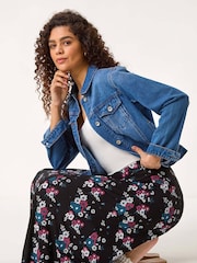 Roman Black Diagonal Ditsy Floral Print Skirt - Image 4 of 5