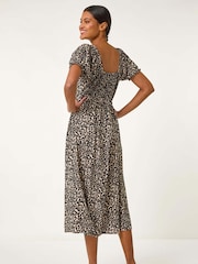 Roman Black Animal Print Ruched Dress - Image 5 of 5