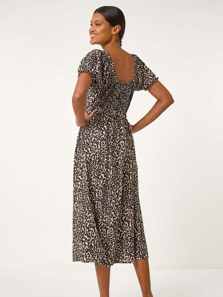 Roman Black Animal Print Ruched Dress - Image 5 of 5