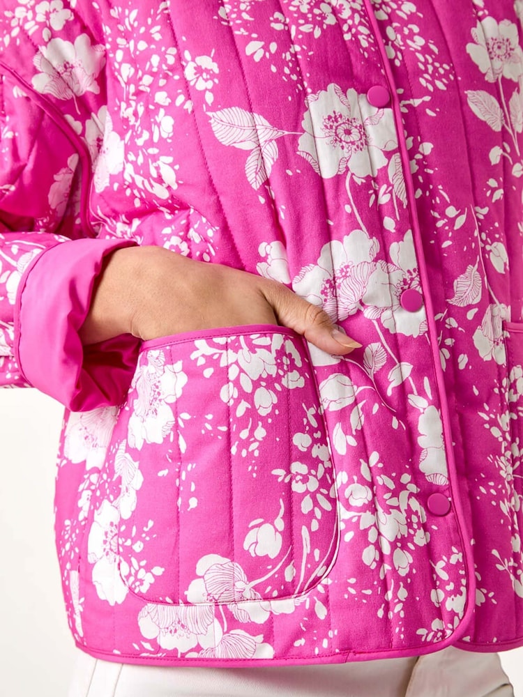 Roman Pink Floral Print 100% Cotton Jacket - Image 5 of 5