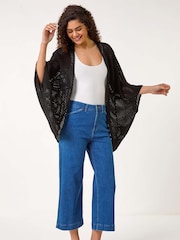 Roman Black Crochet Tunic Cardigan - Image 1 of 5