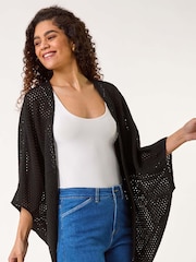 Roman Black Crochet Tunic Cardigan - Image 2 of 5