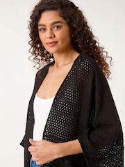 Roman Black Crochet Tunic Cardigan - Image 4 of 5