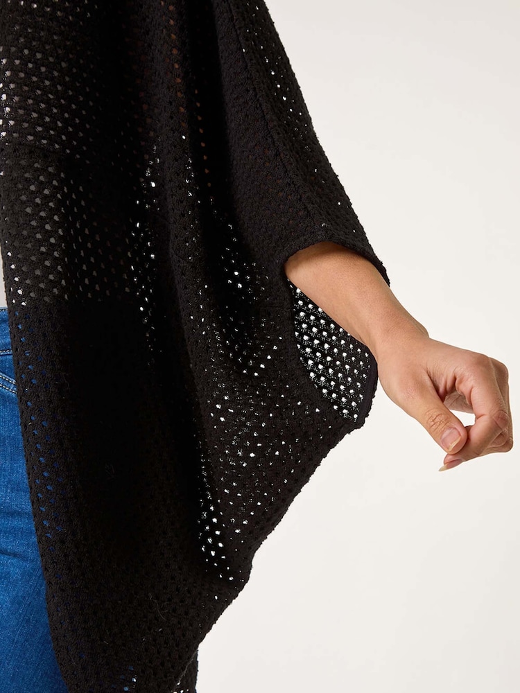 Roman Black Crochet Tunic Cardigan - Image 5 of 5