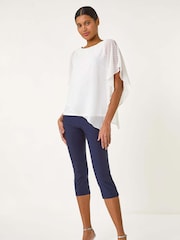 Roman White Asymmetric Dobby Overlay Top - Image 1 of 5