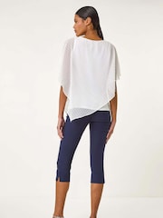 Roman White Asymmetric Dobby Overlay Top - Image 2 of 5