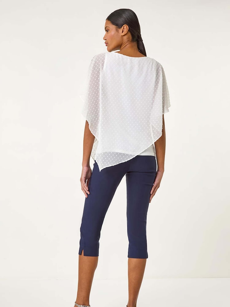 Roman White Asymmetric Dobby Overlay Top - Image 2 of 5