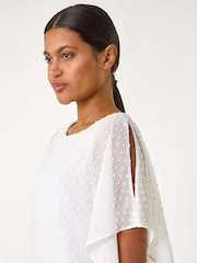 Roman White Asymmetric Dobby Overlay Top - Image 4 of 5