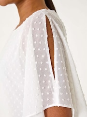 Roman White Asymmetric Dobby Overlay Top - Image 5 of 5