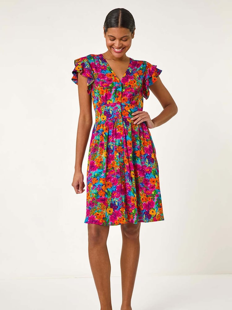 Vestido de botones con volantes y estampado de flores de Roman - Imagen 1 de 5 Vestido de botones con volantes y estampado de flores de Roman - Imagen 1 de 5