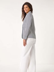 Roman Blue Stripe Bengaline Stretch Blazer - Image 3 of 5