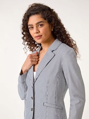 Roman Blue Stripe Bengaline Stretch Blazer - Image 4 of 5