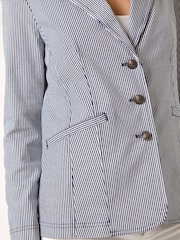 Roman Blue Stripe Bengaline Stretch Blazer - Image 5 of 5