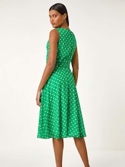 Roman Green Spotted Cowl Neck Dress - Image 3 of 5