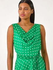 Roman Green Spotted Cowl Neck Dress - Image 4 of 5