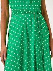 Roman Green Spotted Cowl Neck Dress - Image 5 of 5