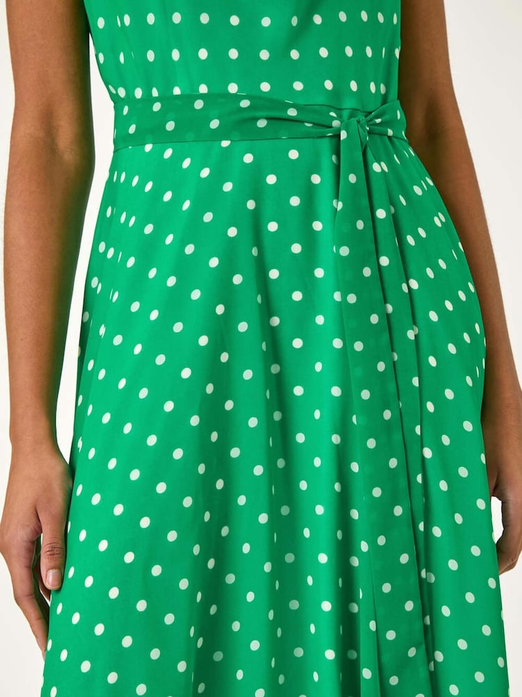 Roman Green Spotted Cowl Neck Dress - Image 5 of 5