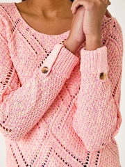 Roman Orange Diamond Textured Crochet Jumper - Image 5 of 5