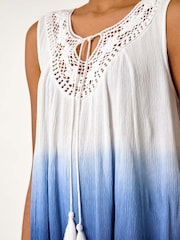 Roman Blue Cotton Lace Detail Ombre Vest Top - Image 5 of 5