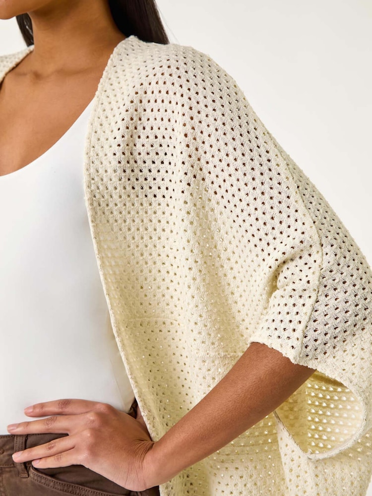 Roman White Crochet Tunic Cardigan - Image 5 of 5