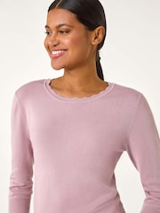 Roman Pink Diamante Button Scallop Edge Jumper - Image 4 of 5