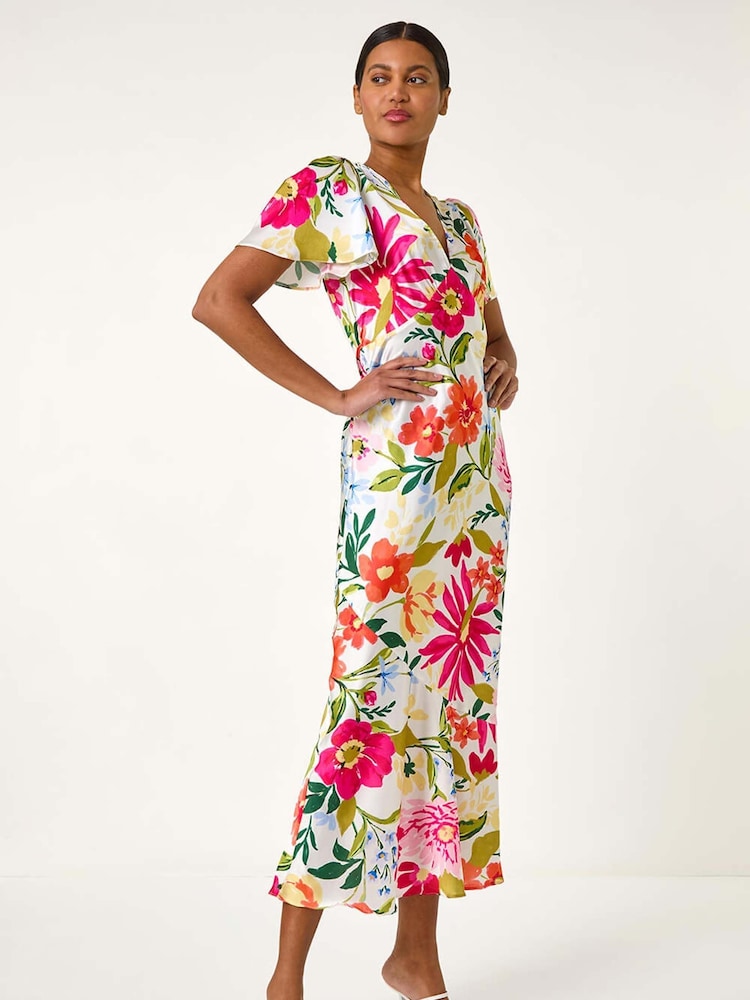 Roman Floral Satin Midi Dress - Bild 2 von 5 Roman Floral Satin Midi Dress - Bild 2 von 5