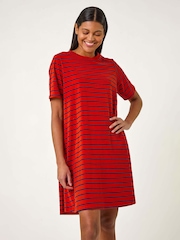 Roman Red Stripe Stretch T-Shirt Dress - Image 1 of 5