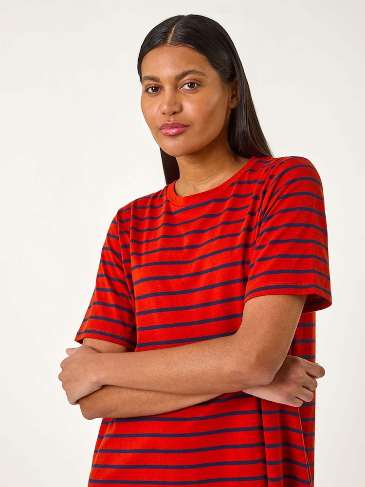 Roman Red Stripe Stretch T-Shirt Dress - Image 2 of 5